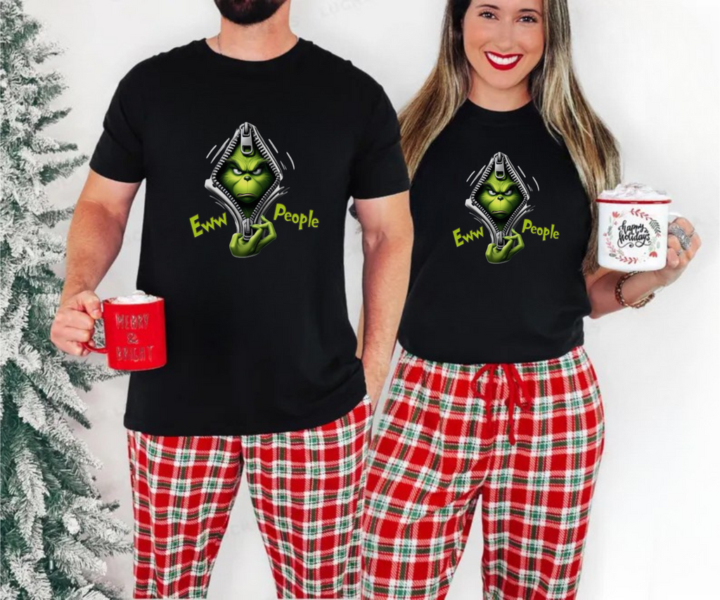 Black unisex tee with green graphic and 'Ewww People' text