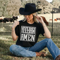 Black T-shirt with YeeHaw and Amen graphic front