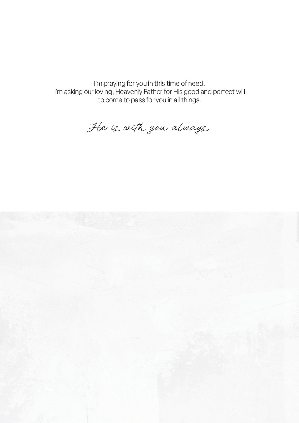 Greeting card inside with printed blessing text and cursive signature line on light background