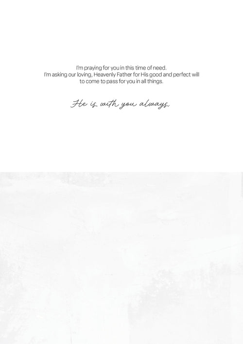 Greeting card inside with printed blessing text and cursive signature line on light background