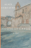 Novel cover with illustrated building, water, and large title lettering
