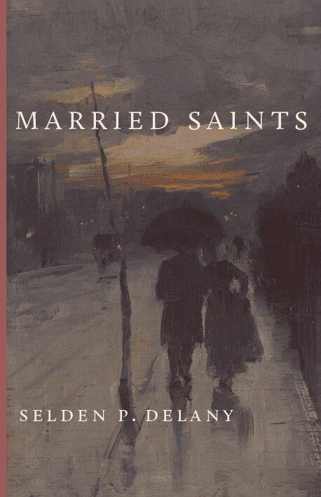 Book cover with “Married Saints” title, author name, and painted figures on dark background.