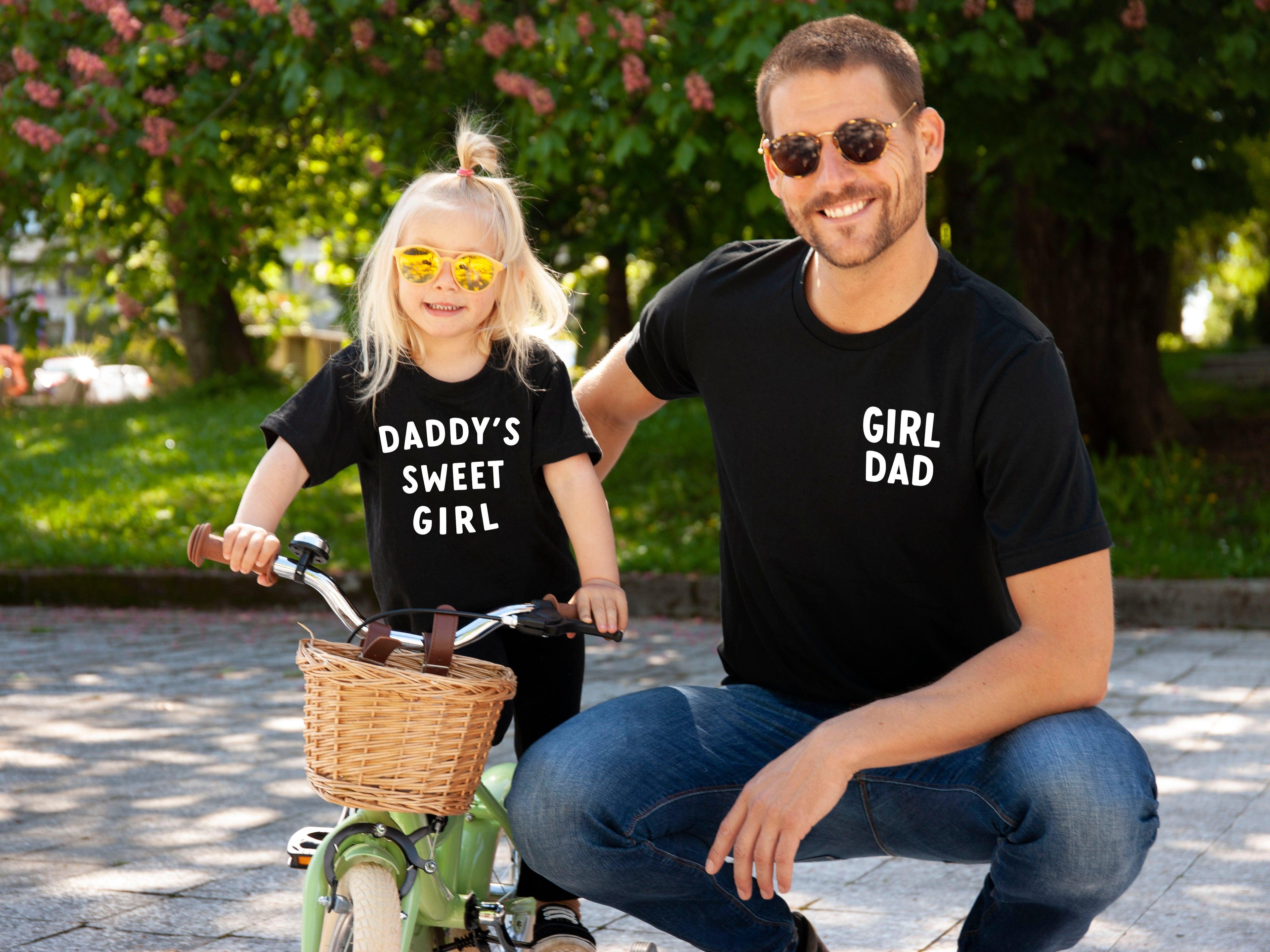 Baby and toddler T-shirt, black with “DADDY’S SWEET GIRL” front text