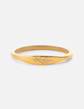 Gold vine engraved ring band with slim profile