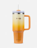 40 oz faith tumbler with orange handle, straw, and cream-to-orange gradient body