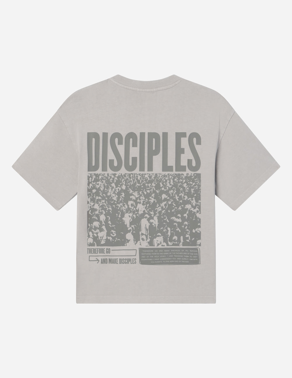 Light gray heavyweight tee with large front DISCIPLES graphic