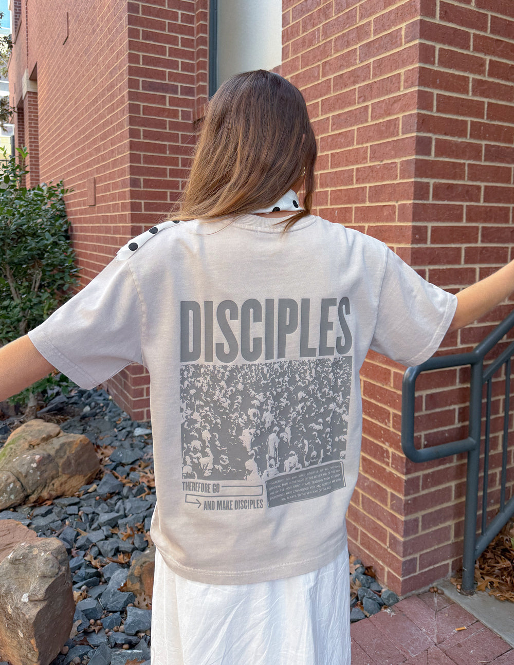 Heavyweight T-shirt, cream, with large "DISCIPLES" back graphic
