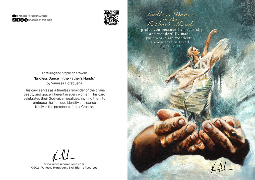 Greeting card with illustrated cover, QR code, and printed text panel