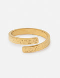 Gold-tone engraved band ring set, stacked design