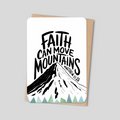 Bible verse card with faith lettering, mountain graphic, and Matthew 17:20 text