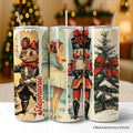 Insulated tumbler with lid, silver straw, vintage nutcracker and mouse graphics