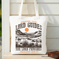 White tote bag with desert graphic and 'The Lord Provides' Isaiah 58:11