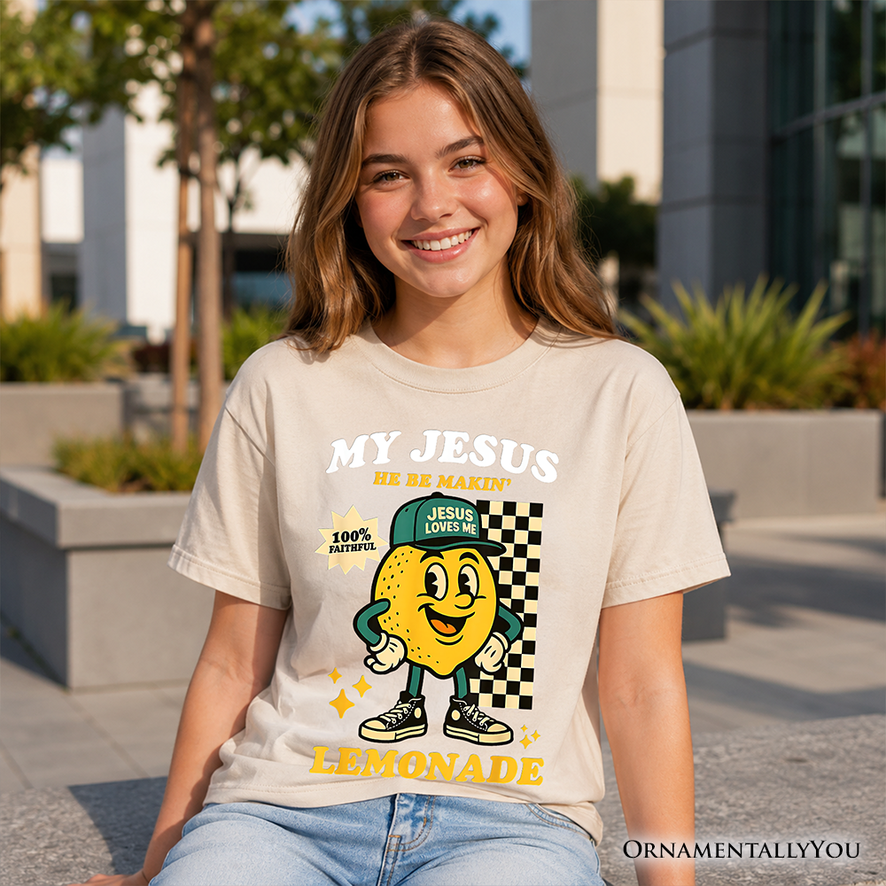 Kids light cream T-shirt with 'My Jesus Be Makin' Lemonade' front graphic