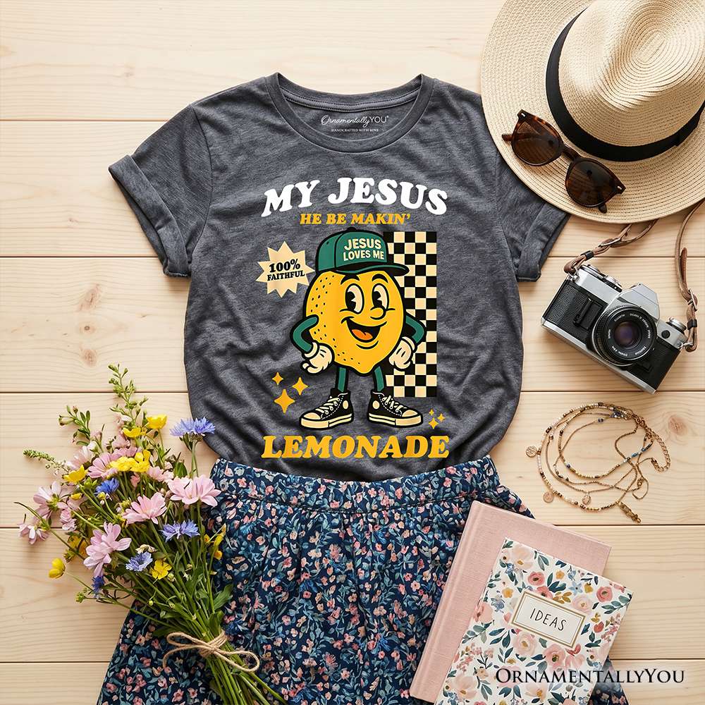 Kids dark gray T-shirt with 'My Jesus Be Makin' Lemonade' front graphic
