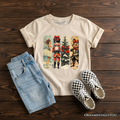 Sand youth t-shirt with nutcracker ballet characters graphic, crew neck short sleeves