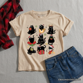 Sand kids crew-neck T-shirt with black cats holiday graphic print