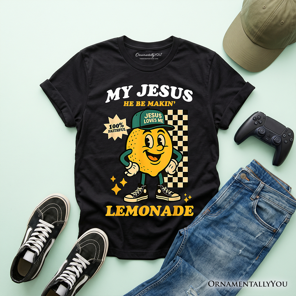 Kids black T-shirt with 'My Jesus Be Makin' Lemonade' front graphic