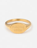 Gold oval signet ring, engraved 'Forever Loved'