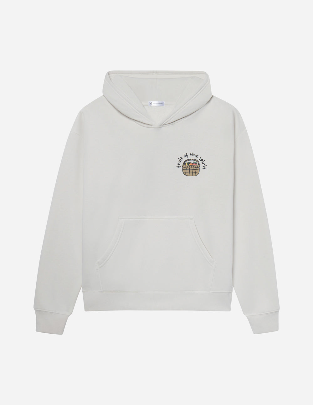 Unisex white hoodie, front small globe-in-heart logo