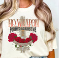 Comfort Colors T-shirt with 'No weapon' front print and red roses