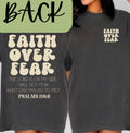 Dark gray Faith over Fear T-shirt with faith-themed front graphic and text