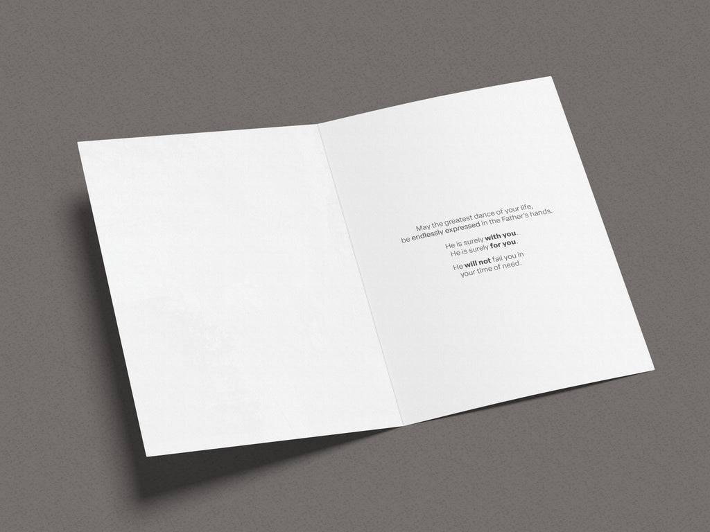 Open greeting card with printed inner message on both panels