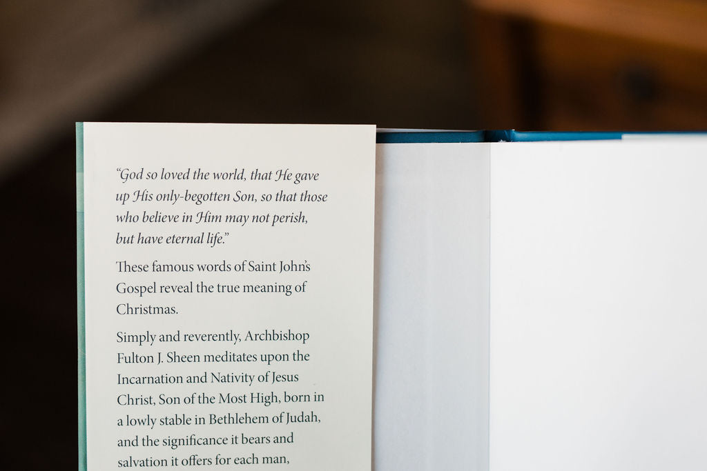 Christmas book page with printed text and neatly set paragraphs