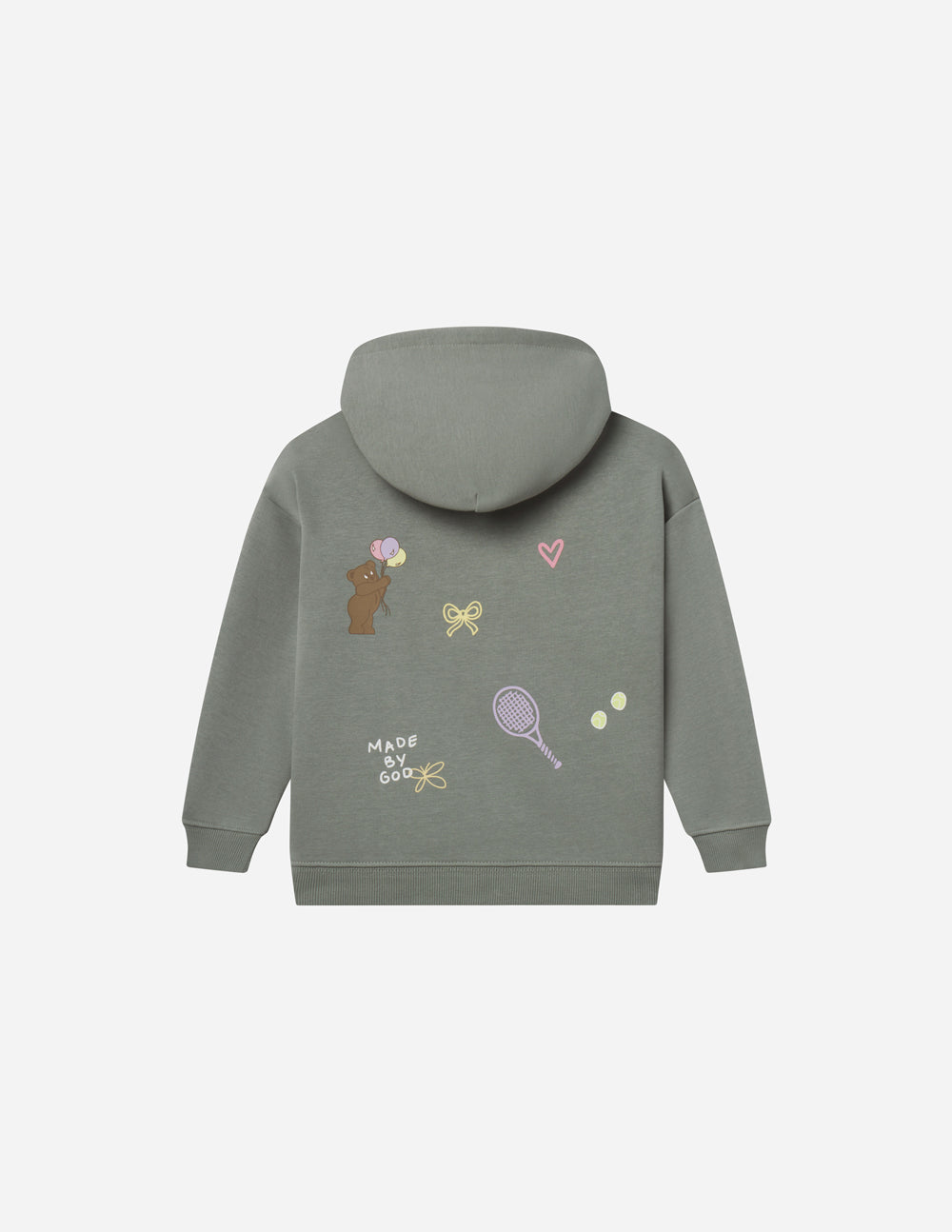 Kids gray hoodie with back God Made Me graphic and hood