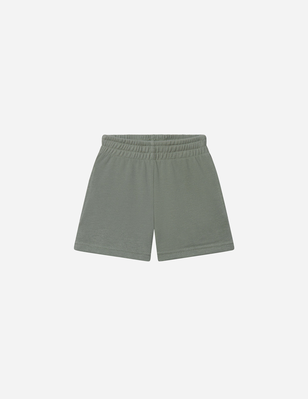 Kids gray knit shorts with elastic waistband, plain front