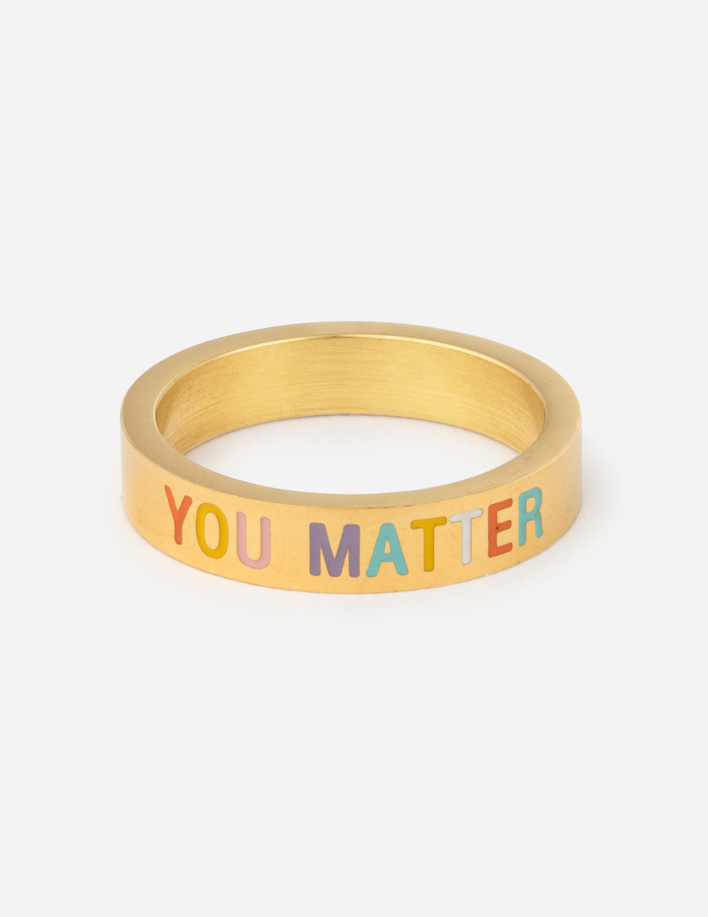 Gold-tone ring with "YOU MATTER" lettering