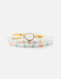 Grace bracelet pack: beaded wrap bracelets with gold charm, white and turquoise beads