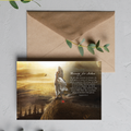 Kraft greeting card with 'Beauty for Ashes' artwork, in brown envelope