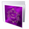 Plum purple greeting card with gold jeweled frame and "Merry Christmas!"