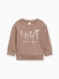 Tan baby pullover with long sleeves and white botanical 'Grow in Grace' print