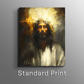 Holy One portrait artwork with glowing halo, long beard and white robe, framed