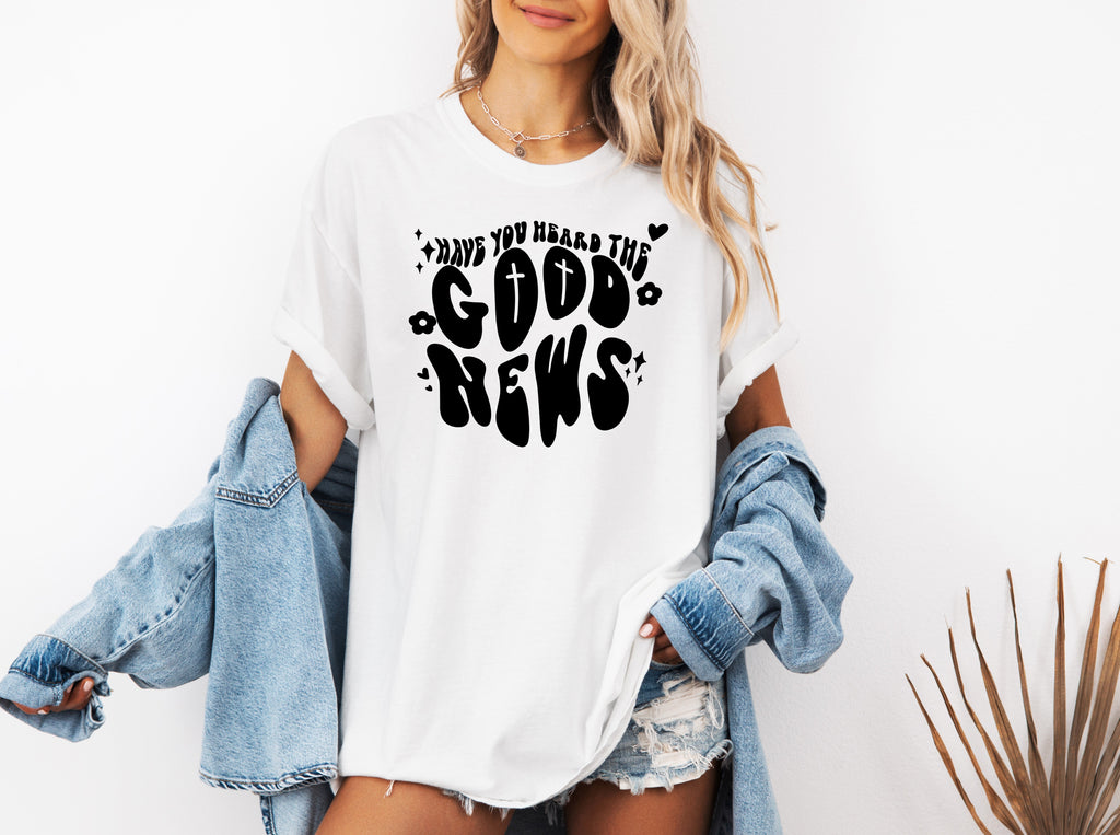 Unisex Christian graphic T-shirt, white with black front print