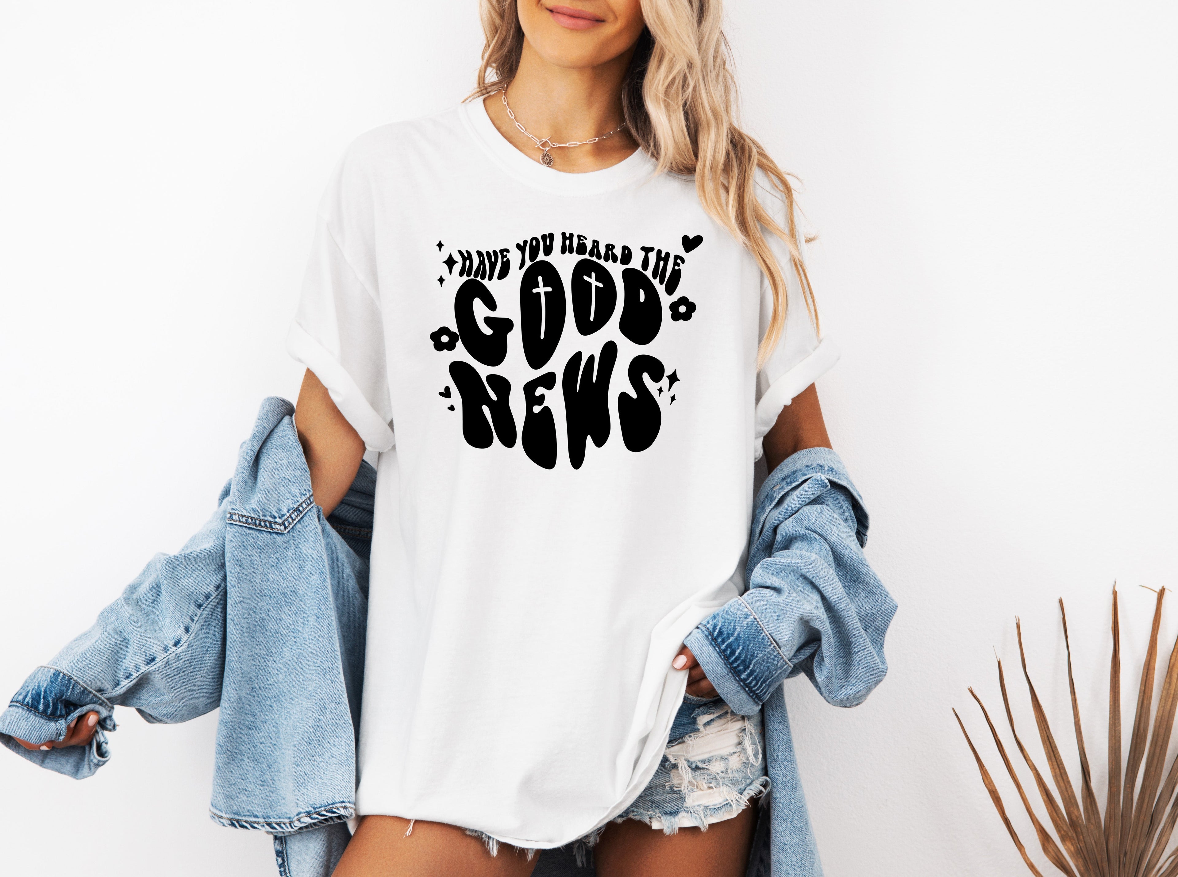 Unisex Christian graphic T-shirt, white with black front print