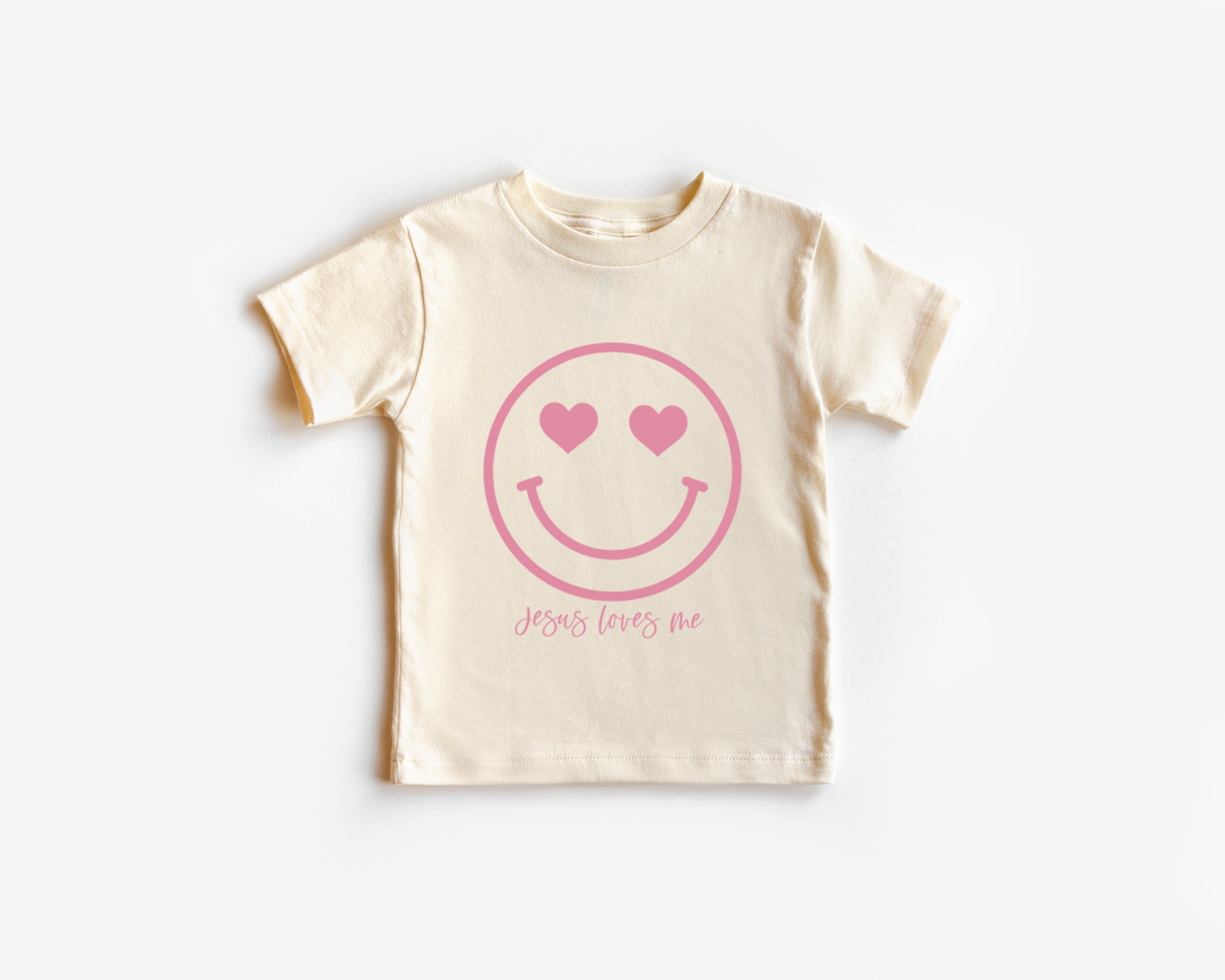 Natural baby & kids organic cotton tee with pink heart smile graphic