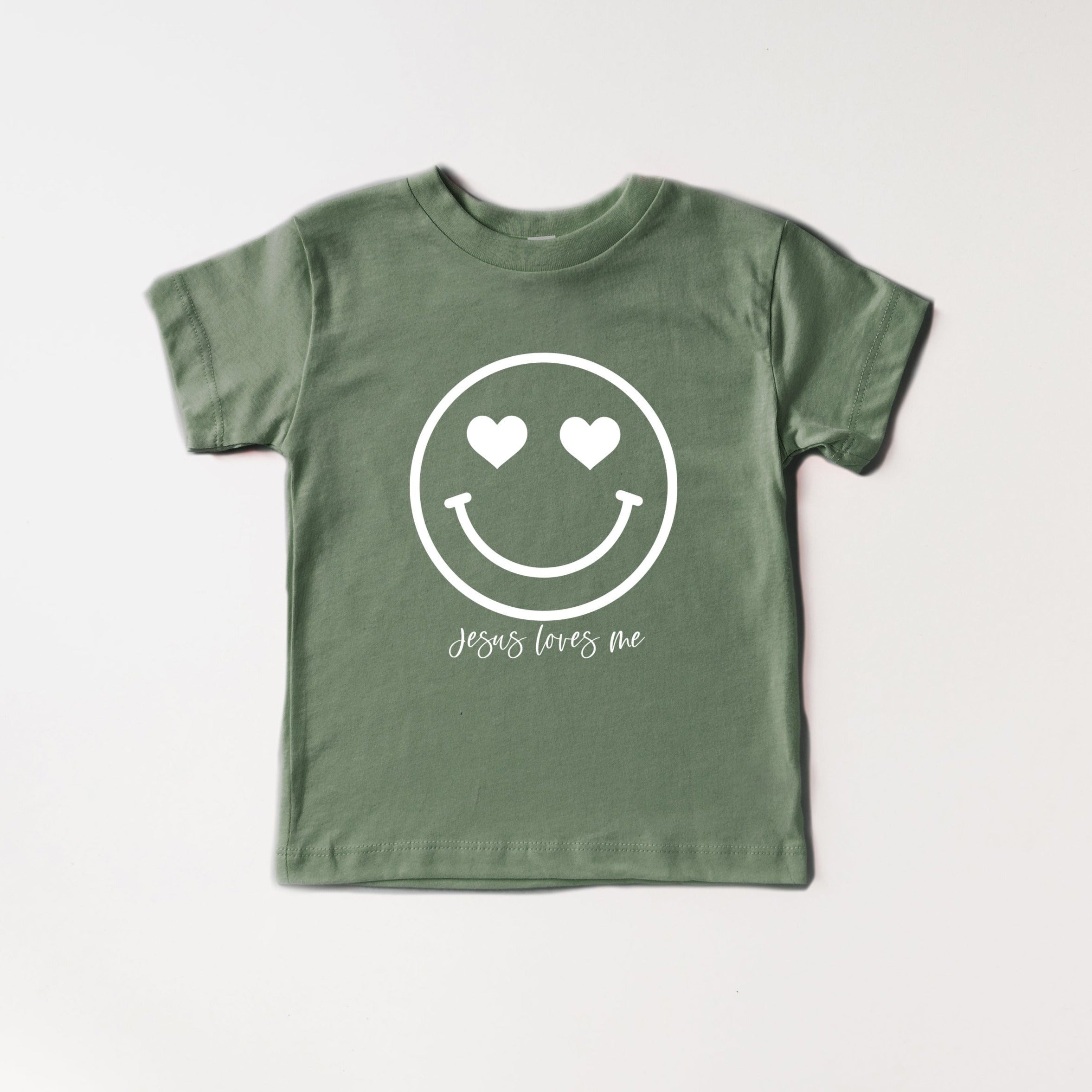 Thyme green baby & kids organic cotton tee with heart smile face graphic