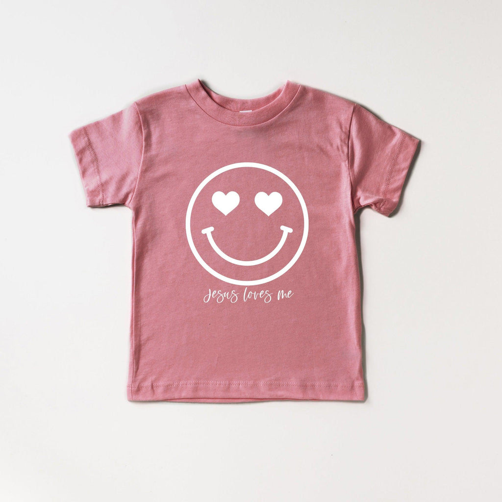 Rose baby & kids organic cotton tee with heart smile face graphic