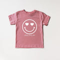 Rose baby & kids organic cotton tee with heart smile face graphic