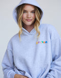 Heather grey unisex hoodie with hood, kangaroo pocket, and Heaven logo on chest