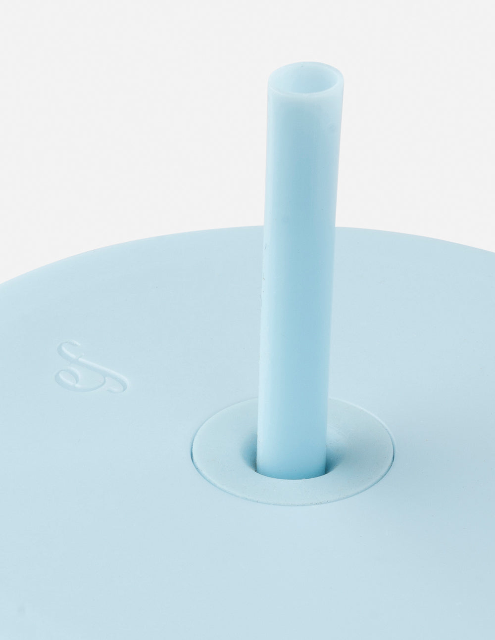 Light blue tumbler lid with tall straw opening