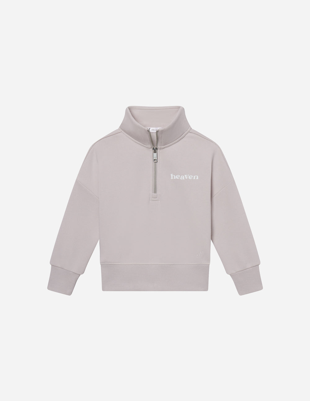 Kids half-zip sweatshirt in light mauve with front zipper and stand collar