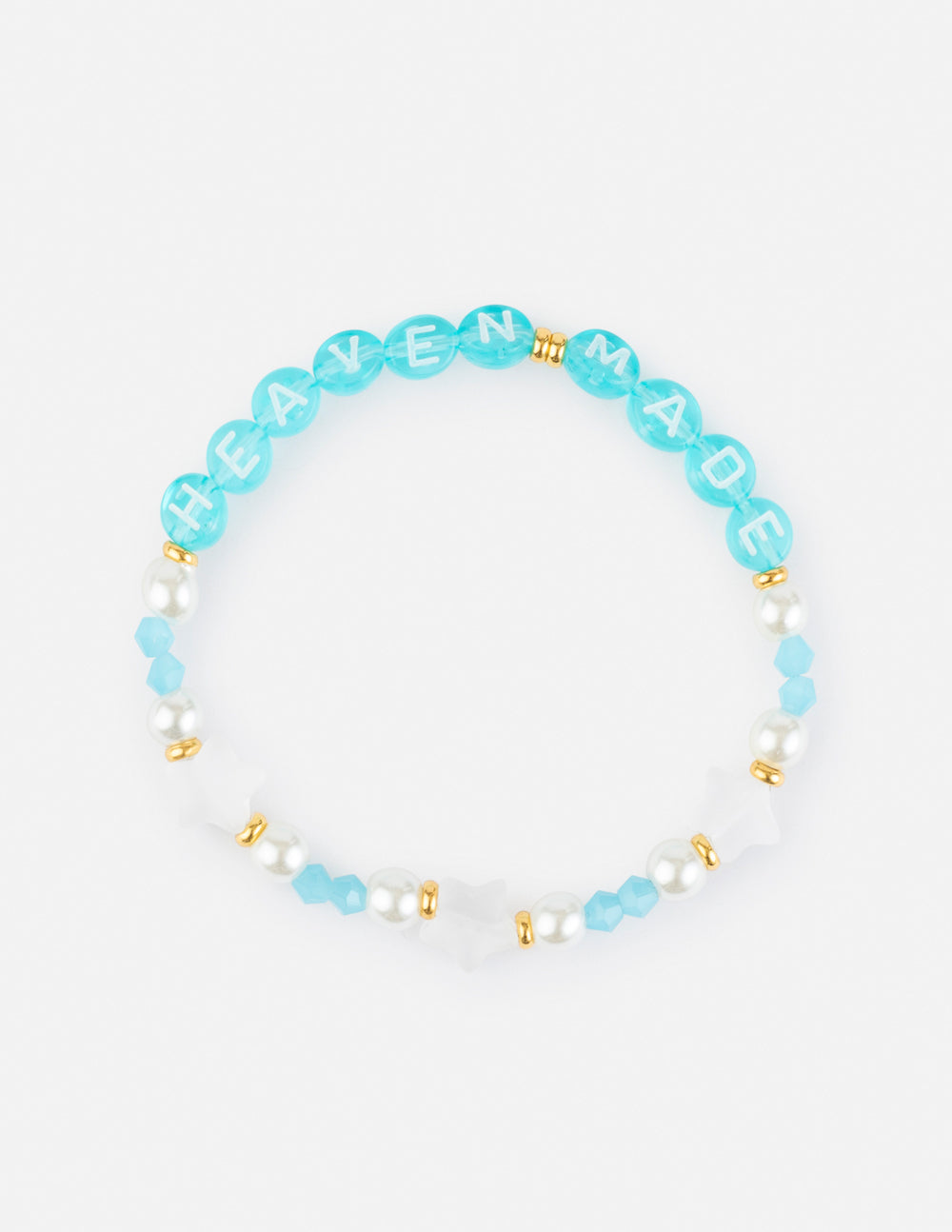 Turquoise letter beaded bracelet with gold-tone spacers, HEAVEN MADE