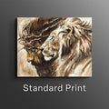 Heaven's Grace lion portrait print with golden mane and dark brown face shading