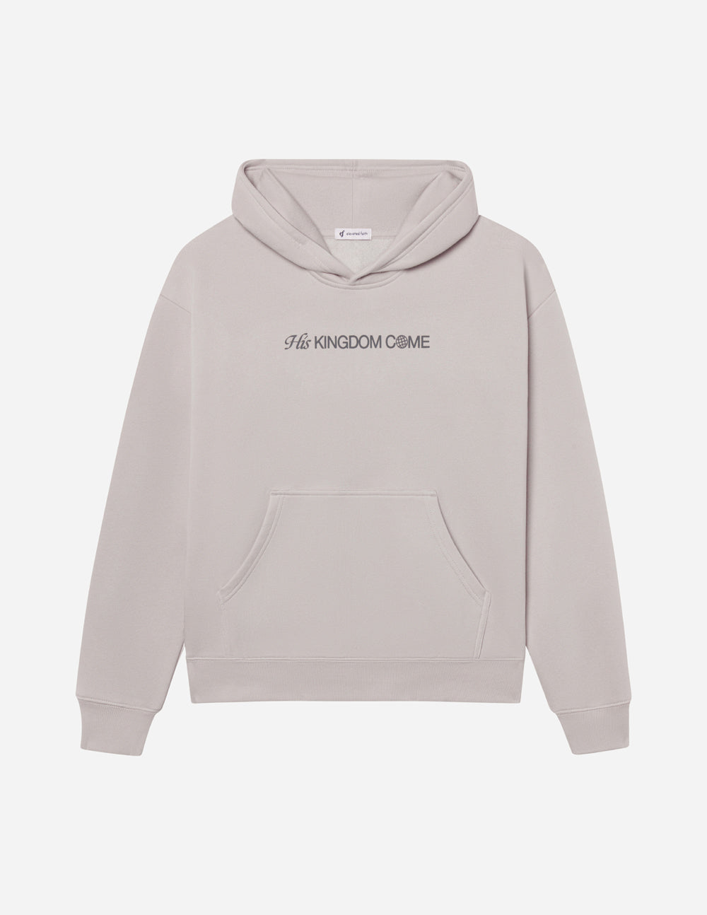 Taupe unisex hoodie with small chest logo and kangaroo pocket
