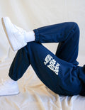 Unisex sweatpants, navy blue, with “Hope and a Future” logo on thigh