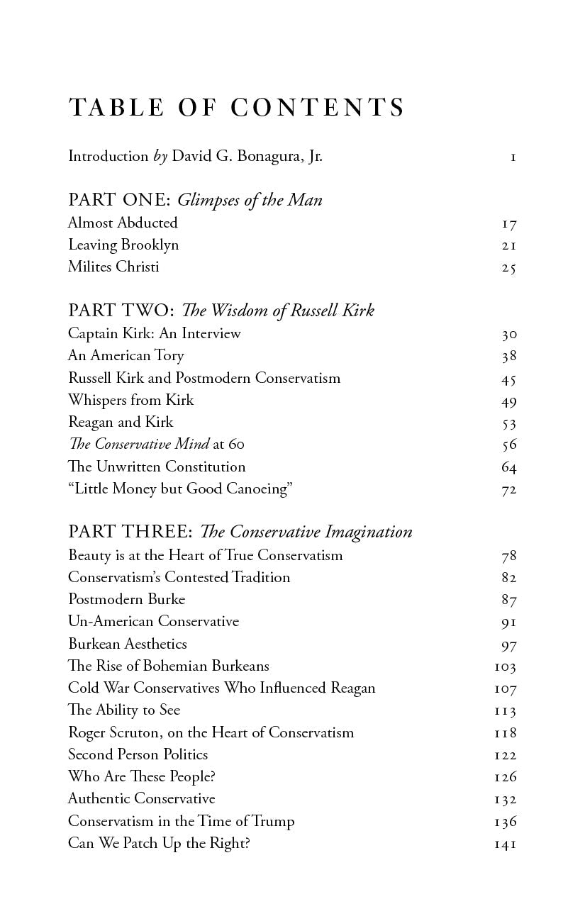 Book table of contents page with Part One headings and page numbers