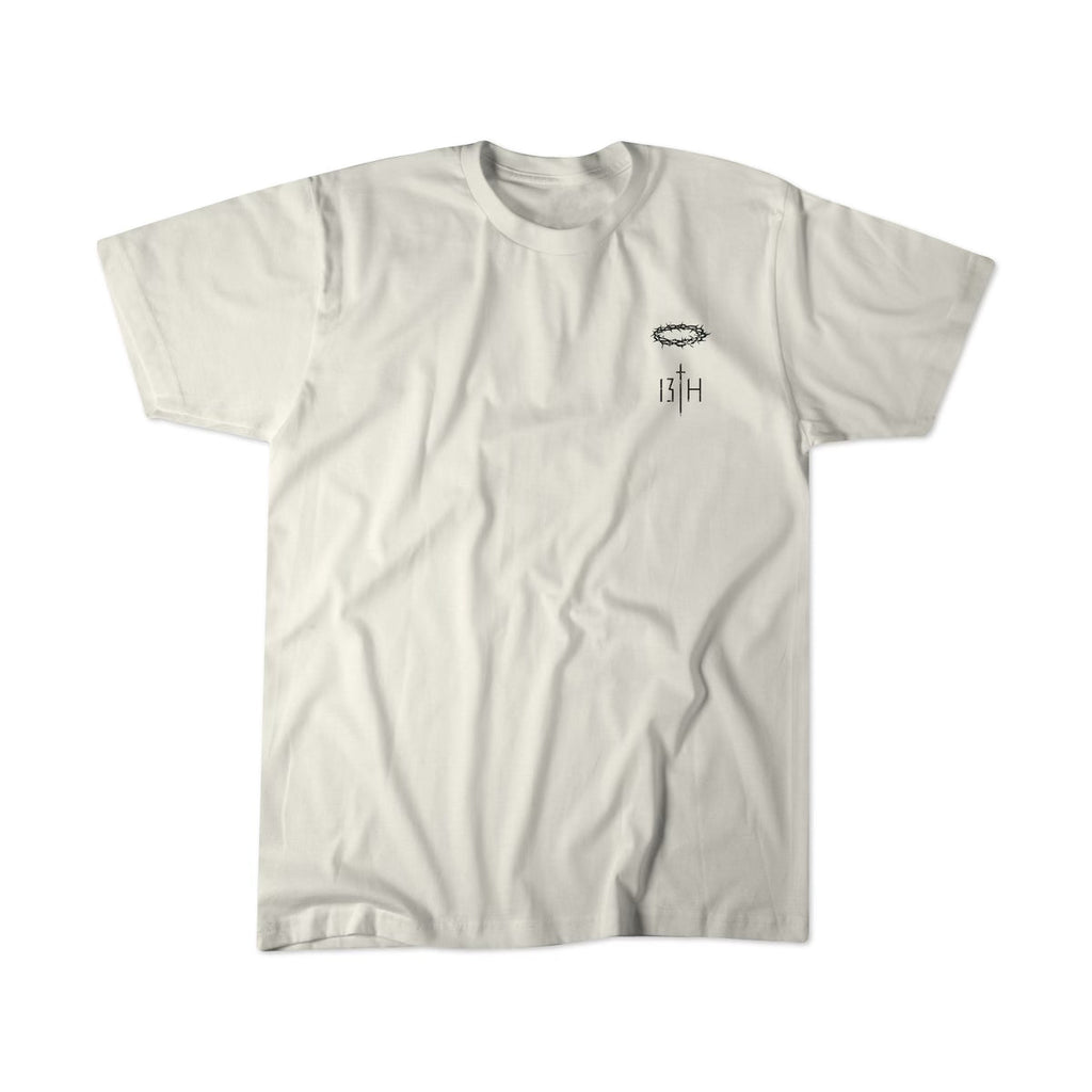 Ivory T-shirt, small chest emblem print